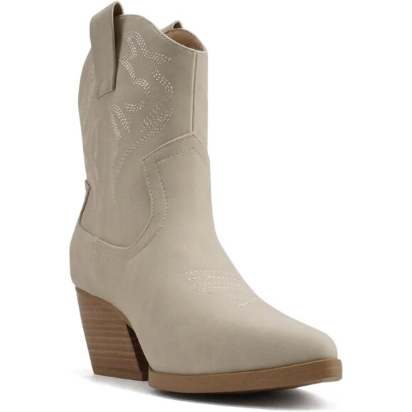 Blazing Ankle Boot Women Cream Pointe Toe  Low Heel - Picture 4 of 5